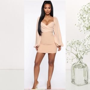 Fashion nova Focal Point Mini Dress- Nude